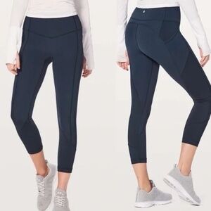 Lululemon All The Right Places Cropped Leggings Navy Blue, High-Rise 23" Sz 6